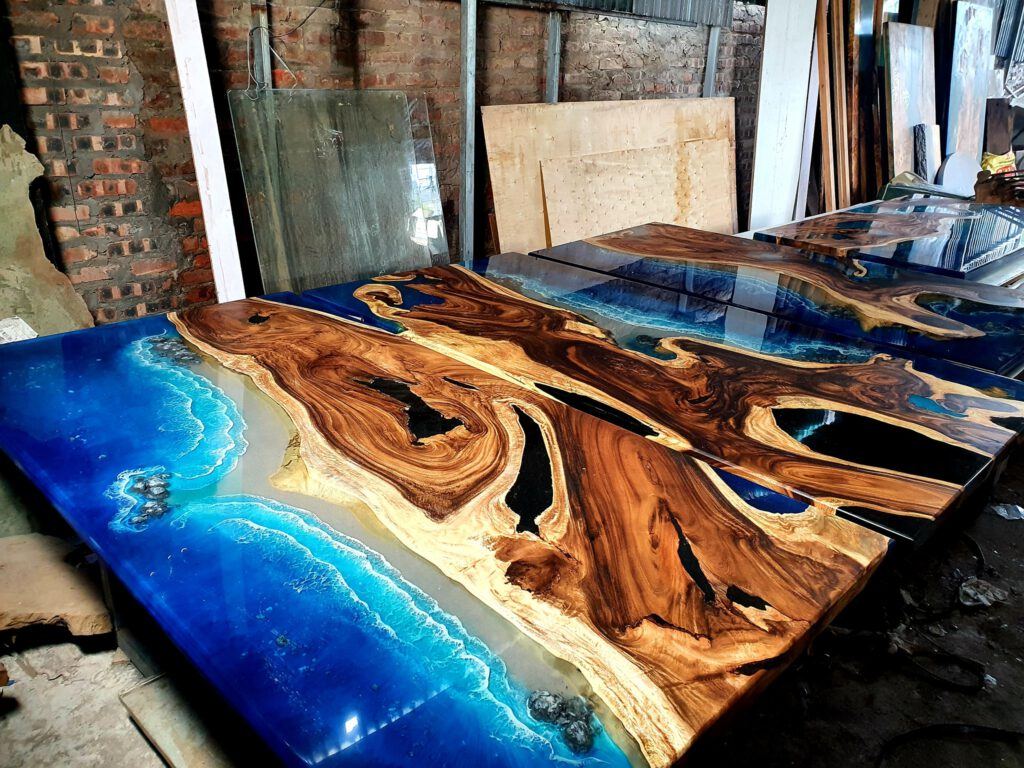 Ocean wave epoxy tabletop