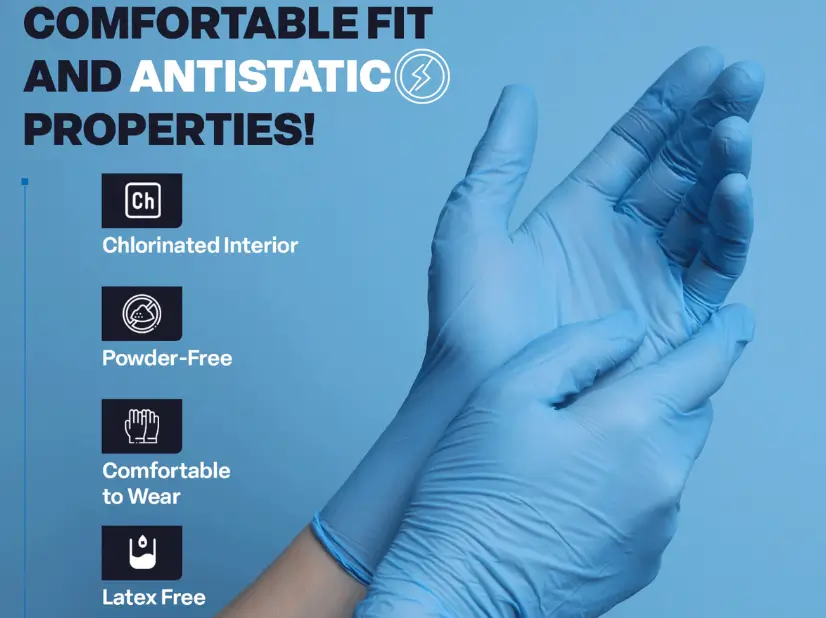 Blue nitrile glove main reference